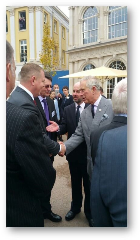 Group founder Shaun Henley meeting the now King Charles