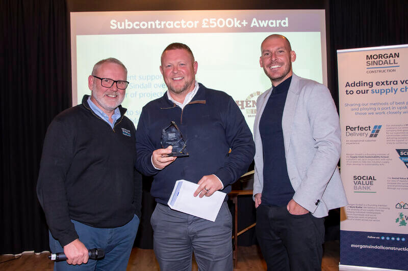 Henley Group receives top contractor of the year award from Morgan Sindall Shaun Henley being awarded as one of Morgan Sindalls top contractors in Yorkshire