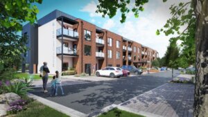 CGI of Middlecross Care Home in Armley, Leeds – modern extra care housing development with brick façade