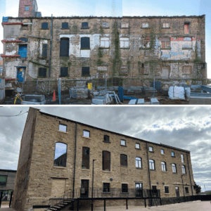 Phoenix Mill restoration Wakefield before and after Grade II listed mill Tileyard North